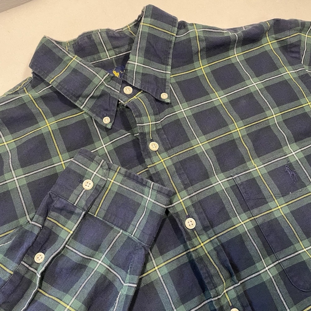 Ralph Lauren Classic Fit Men's Green Plaid Button Down Size XL Preppy Hipster